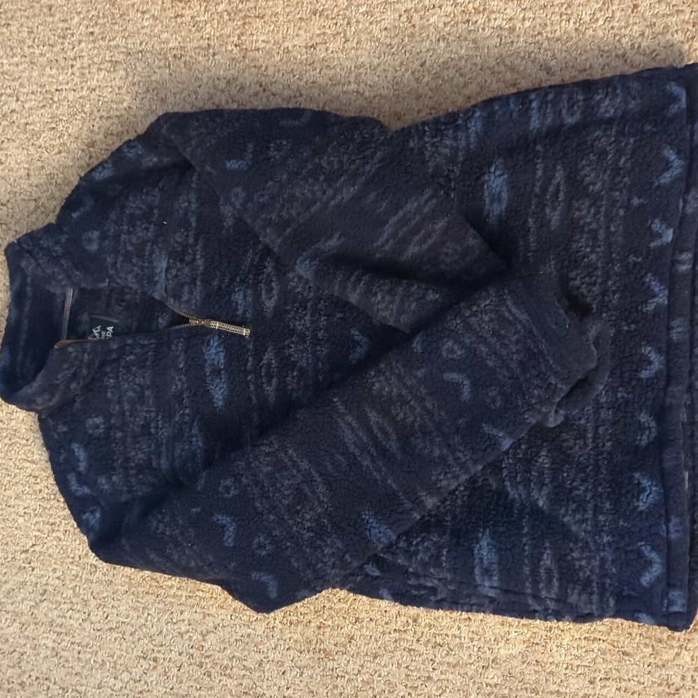 Navy Blue Lounge Sleeve Sherpa Pullover